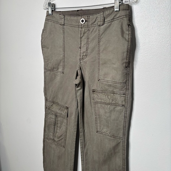 Free People The Thing Is Low-Rise Utility Pants Green Cargo Pockets Boho Sz 4. - Picture 5 of 13